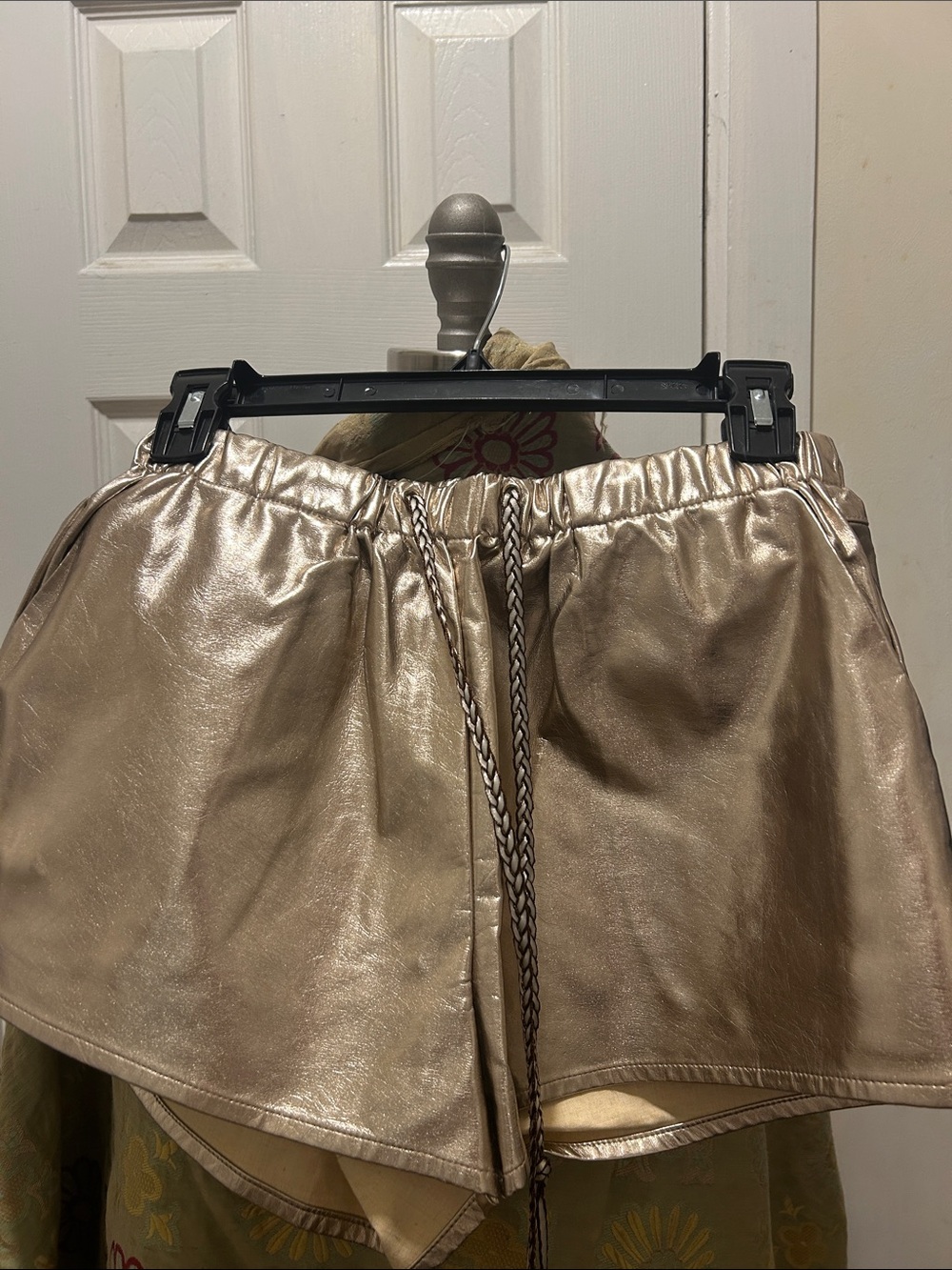Metallic Gold Drawstring Women’s Shorts